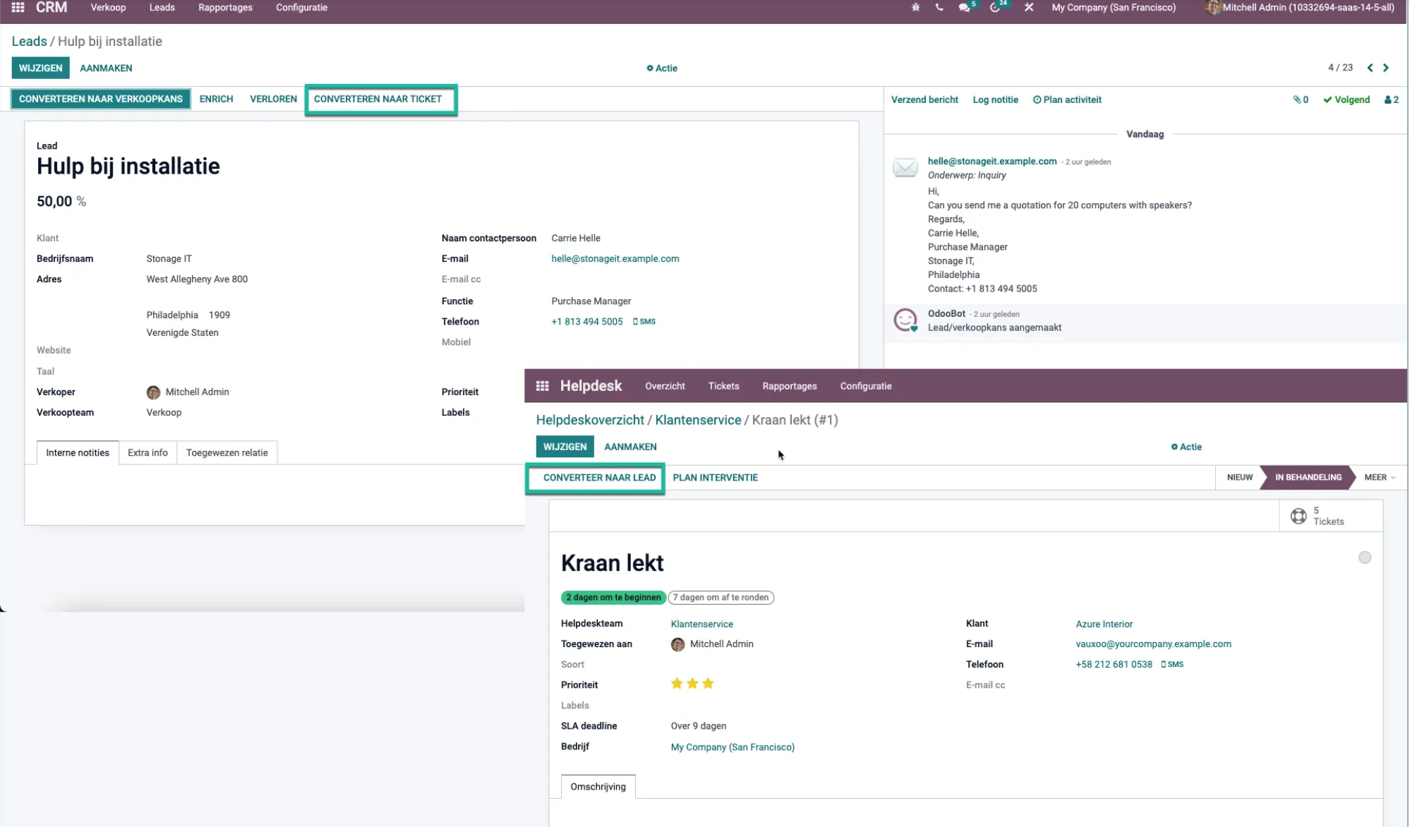 Tính năng mới Odoo 15 Helpdesk