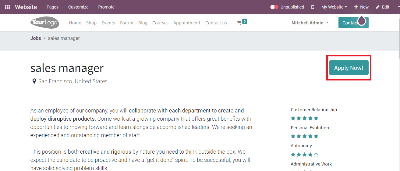 Hướng dẫn sử dụng mô-đun tuyển dụng trong Odoo 15