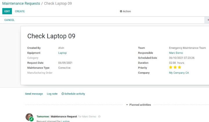 Hướng dẫn quản lý Yêu cầu bảo trì với Mô-đun bảo trì Odoo